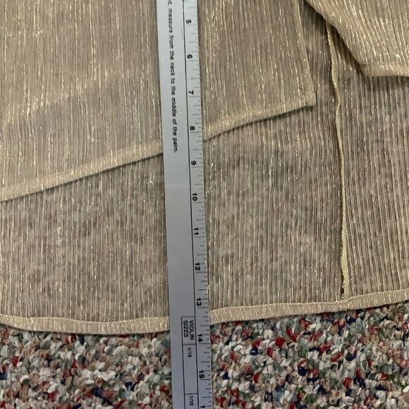 MSK Gold Metallic V-Neck Flutter Sleeve Handkerchief Hem Midi Dress Size XL - Picture 15 of 15